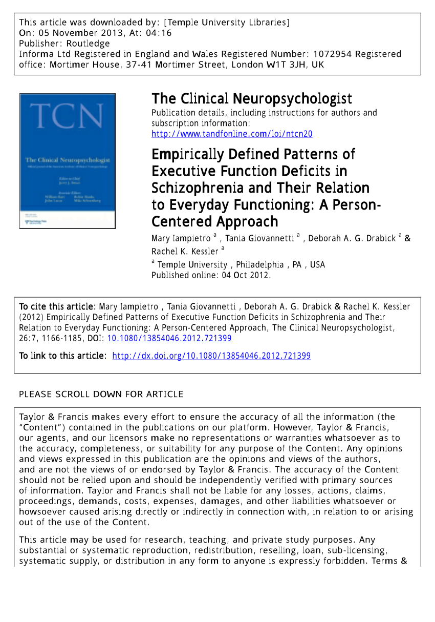pdf) empirically defined patterns of executive function deficits in