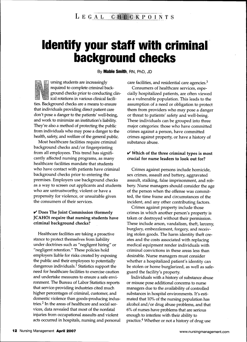 (PDF) Identify your staff with criminal background checks