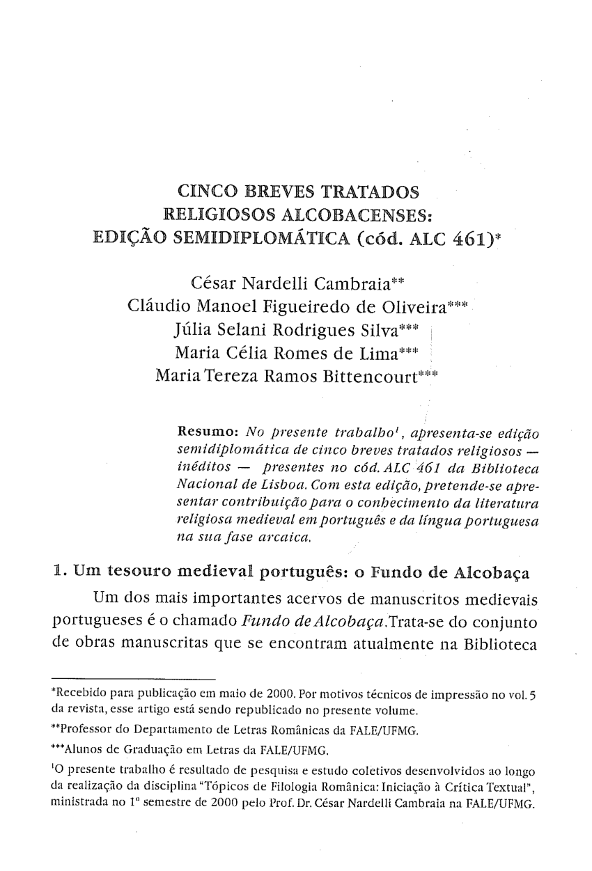 (PDF) Livro das Meditações (cód. alc. CCLXXIV/212): edição