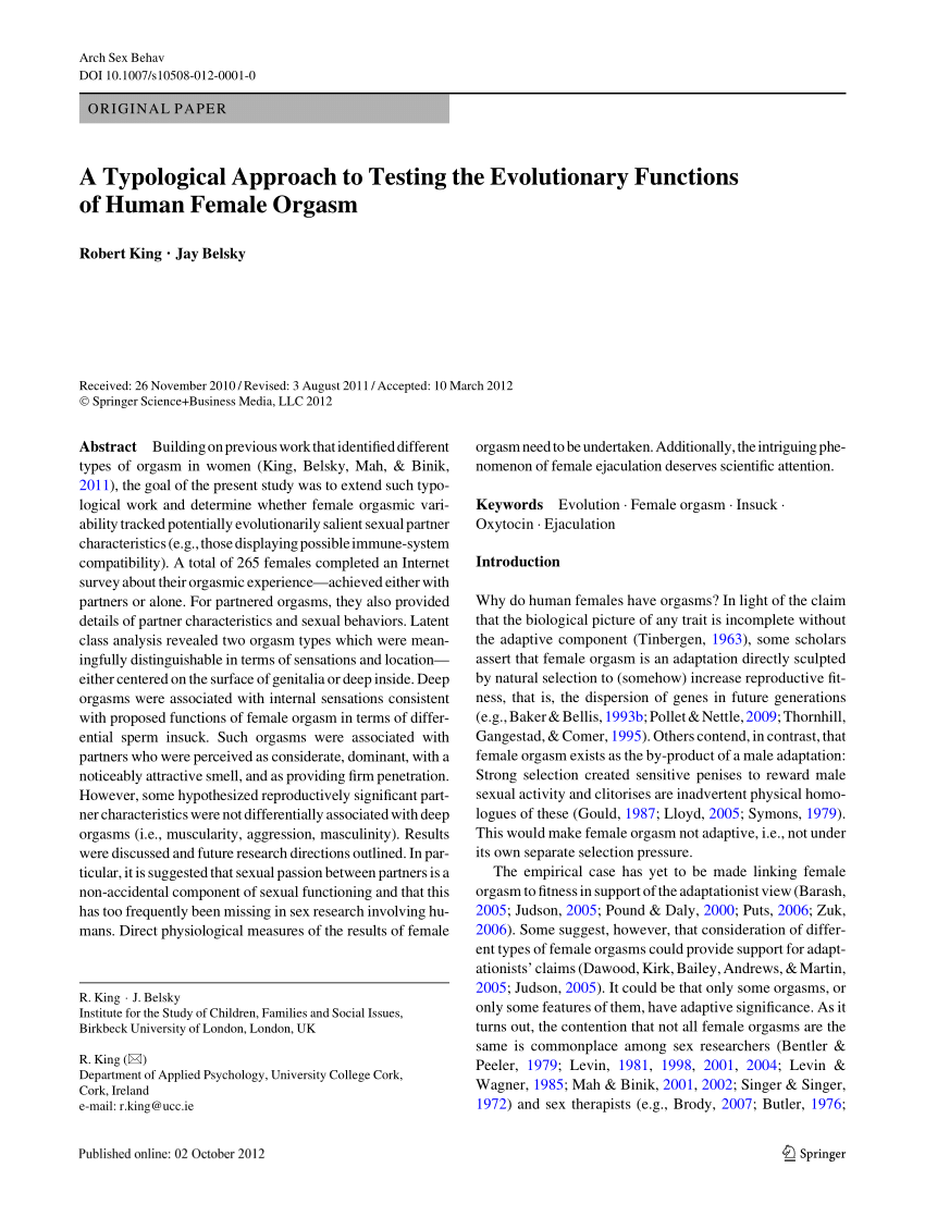 PDF A Typological Approach to Testing the Evolutionary Functions