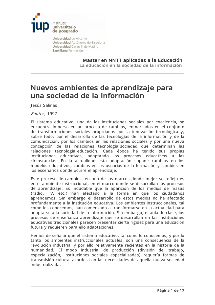 PDF) Nuevos ambientes de aprendizaje para una sociedad de la ...