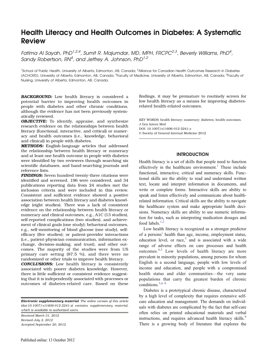 example of literature review on diabetes