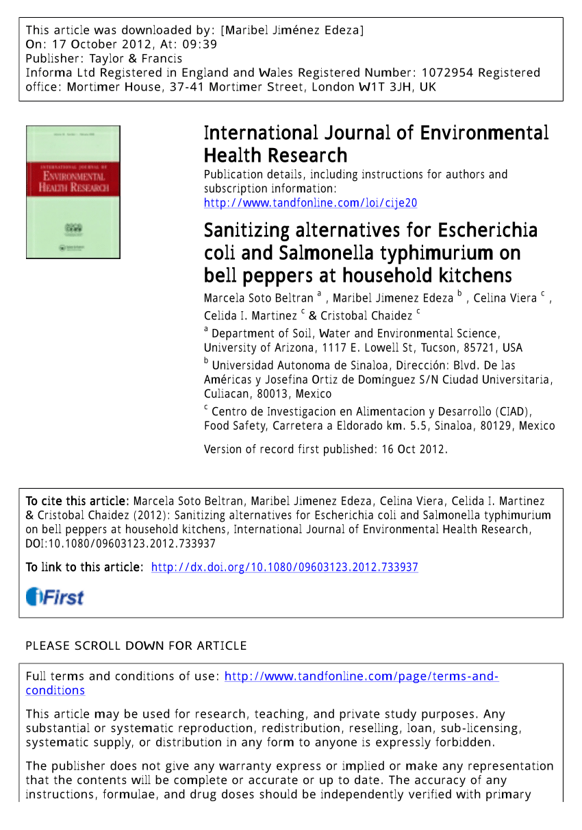 PDF) Sanitizing alternatives for Escherichia coli and Salmonella ...