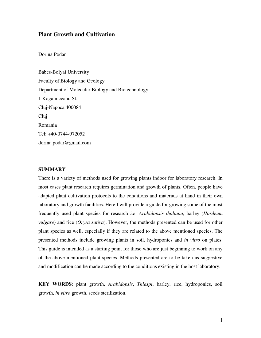 a research paper about plants