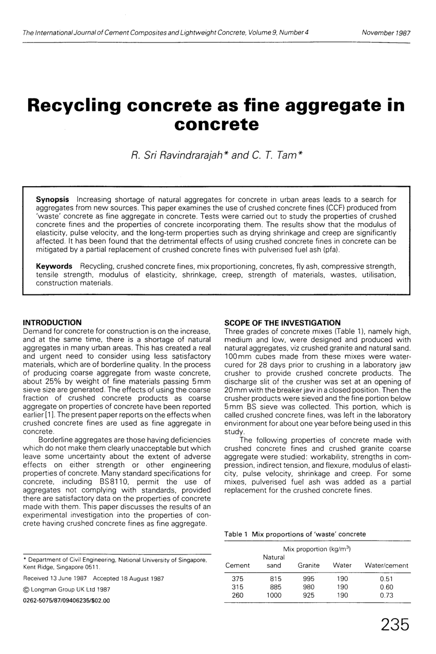 recycling of concrete research paper