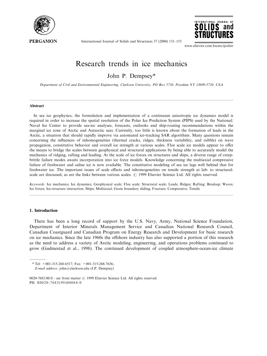 Pdf Research Trends In Ice Mechanics