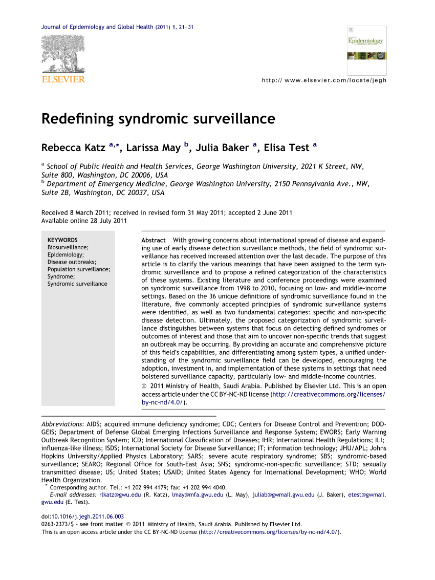 Pdf Redefining Syndromic Surveillance