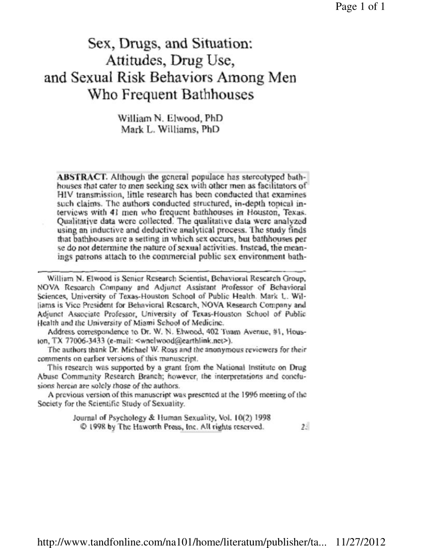 Pdf Sex Drugs And Situation Attitudes Drug Use And Sexual Risk Behaviors Among Men Who 9416