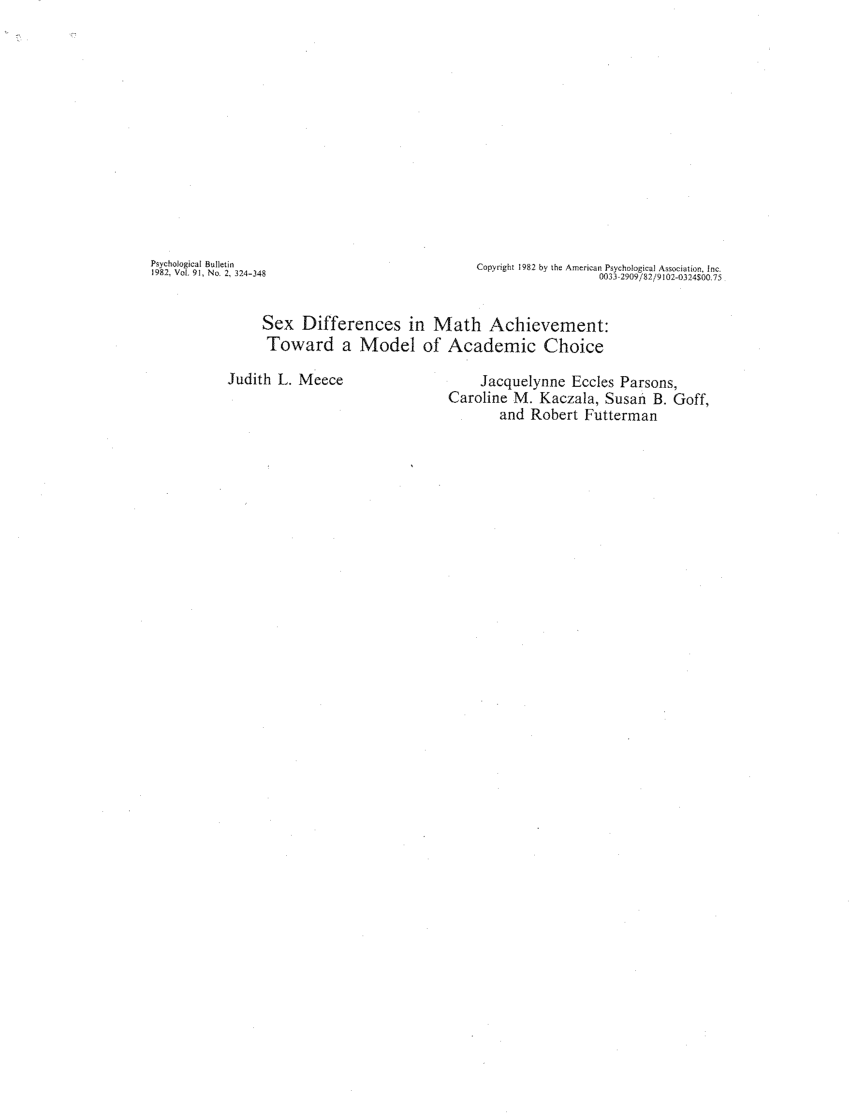 Pdf Sex Differences In Math Achievement Toward A Model Of Academic Choice 3588