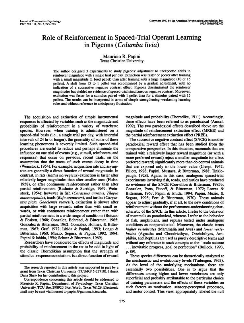 pdf-role-of-reinforcement-in-spaced-trial-operant-learning-in-pigeons