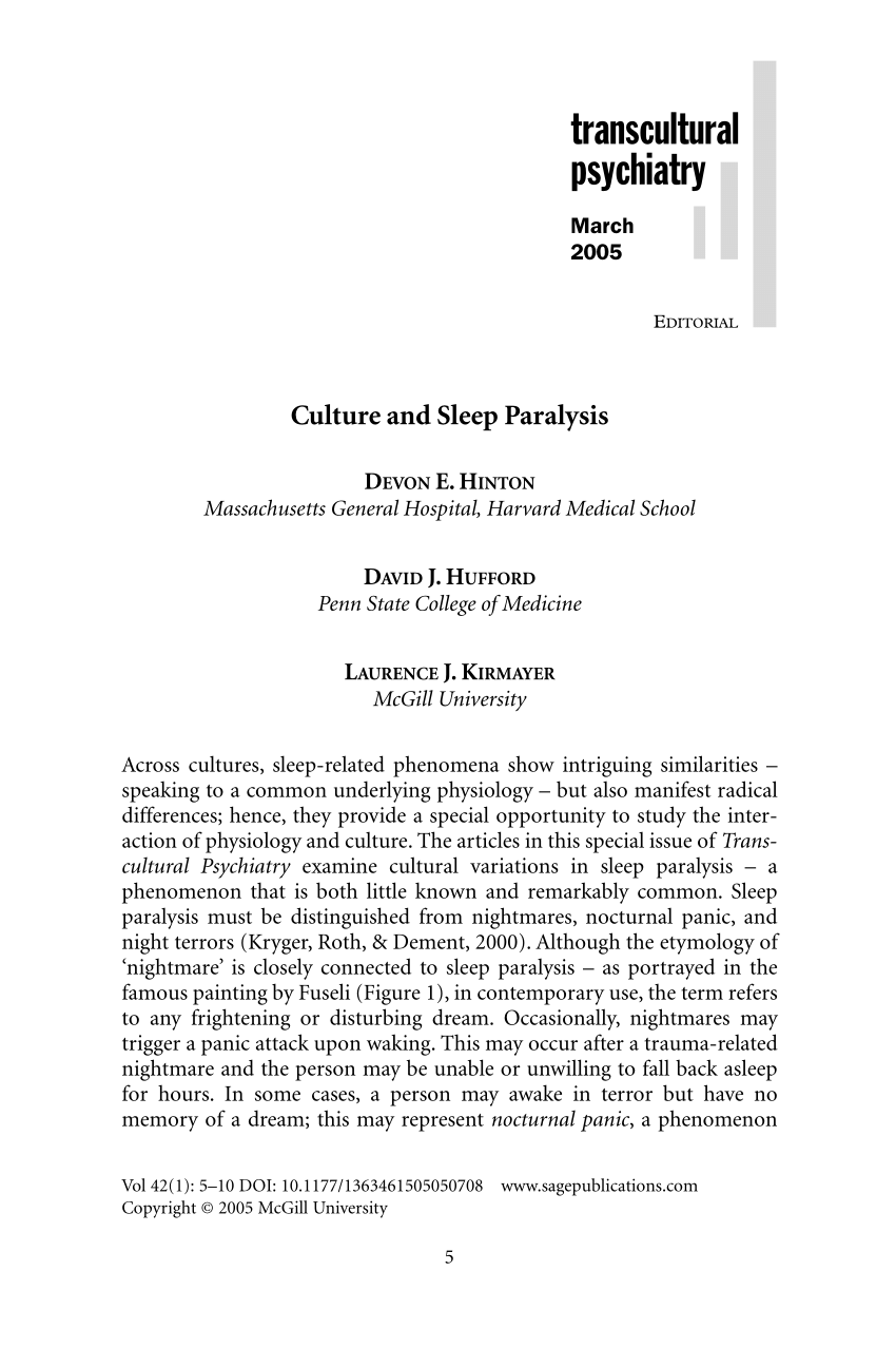 pdf) cultural explanations of sleep paralysis in italy: the