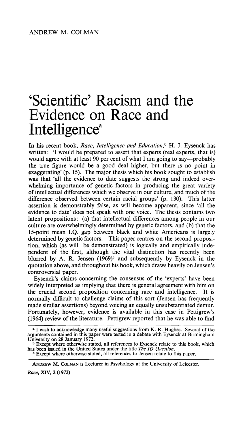 racism thesis paper