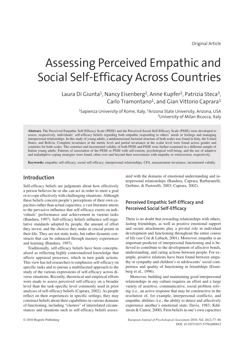 Pdf Assessing Perceived Empathic And Social Self Efficacy Across Countries 4043