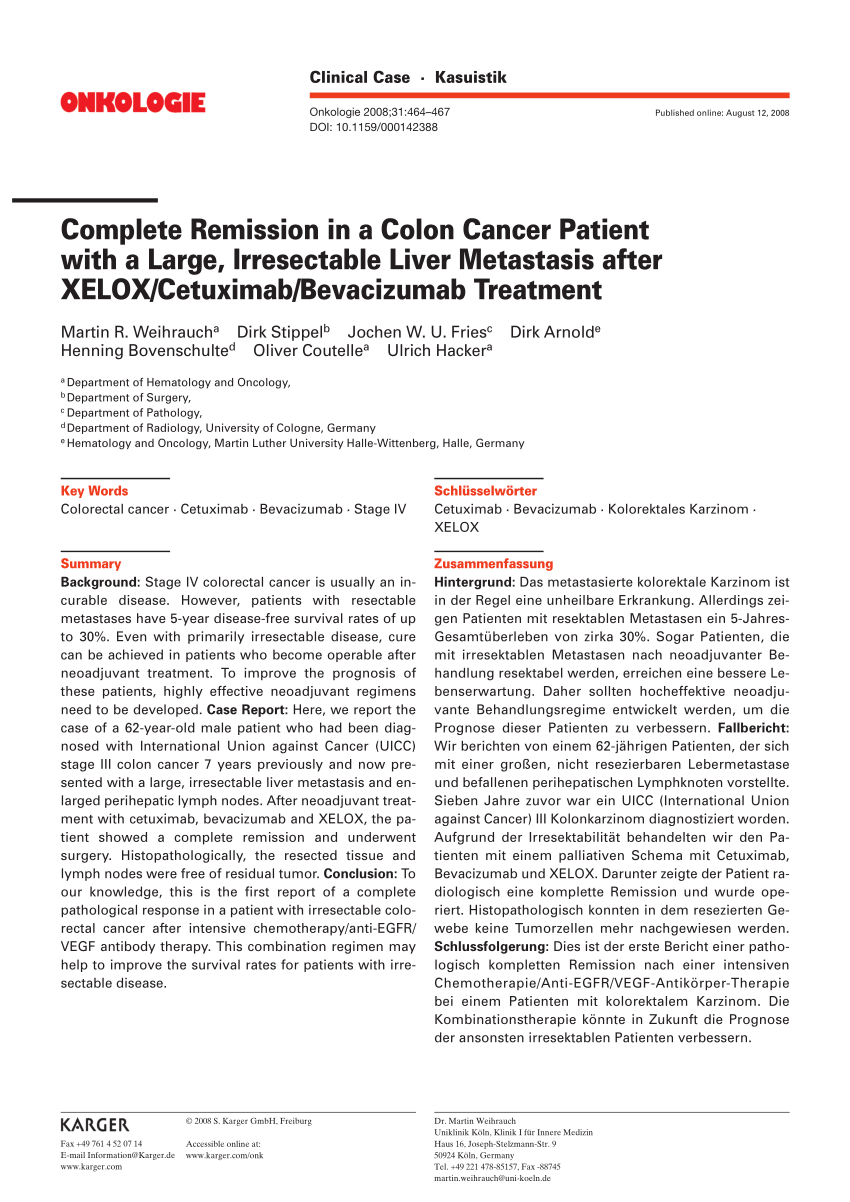 Cancer colon remission, Cancer colon remission