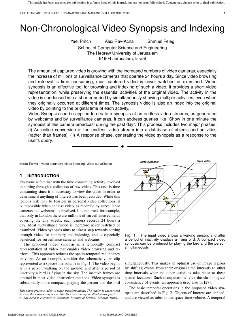 Pdf Nonchronological Video Synopsis And Indexing