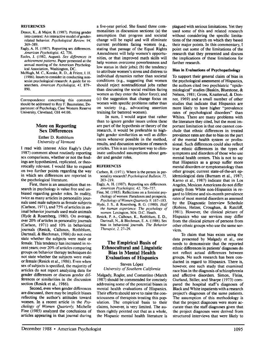 Pdf More On Reporting Sex Differences