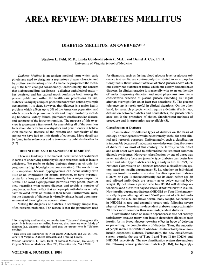 diabetes research paper pdf