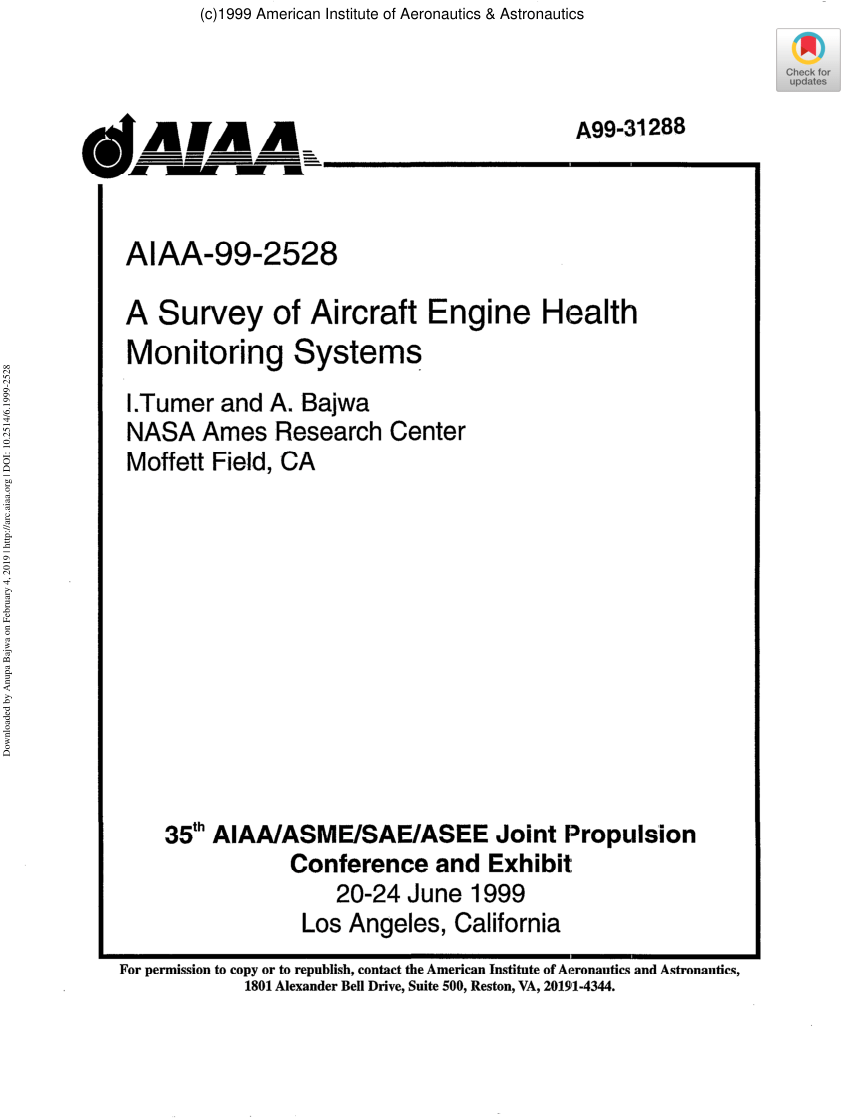 Pdf A Survey Of Aircraft Engine Health Monitoring Systems