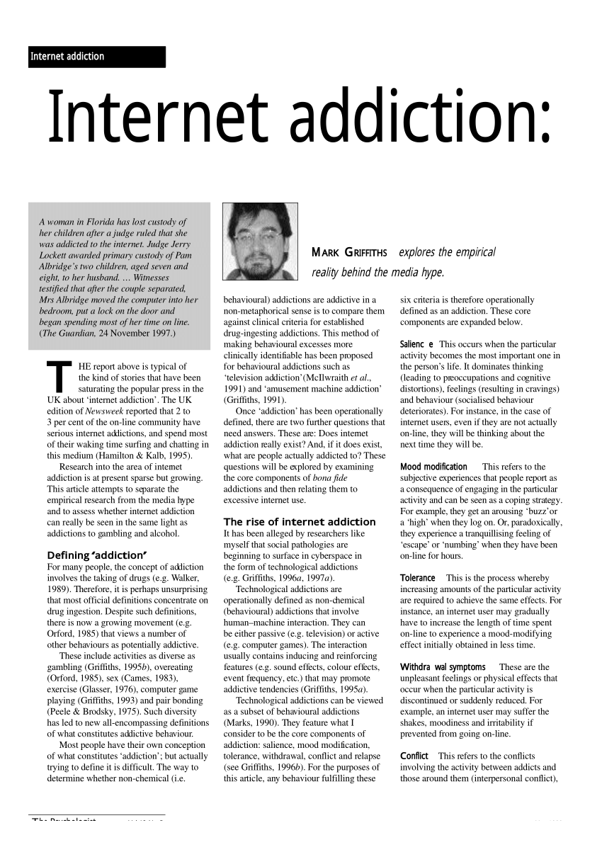 research hypothesis about internet addiction