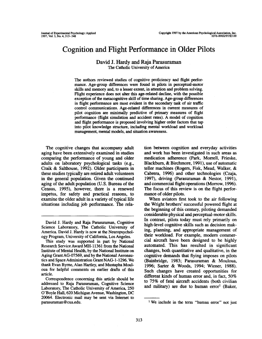 Pdf Cognition And Flight Performance In Older Pilots