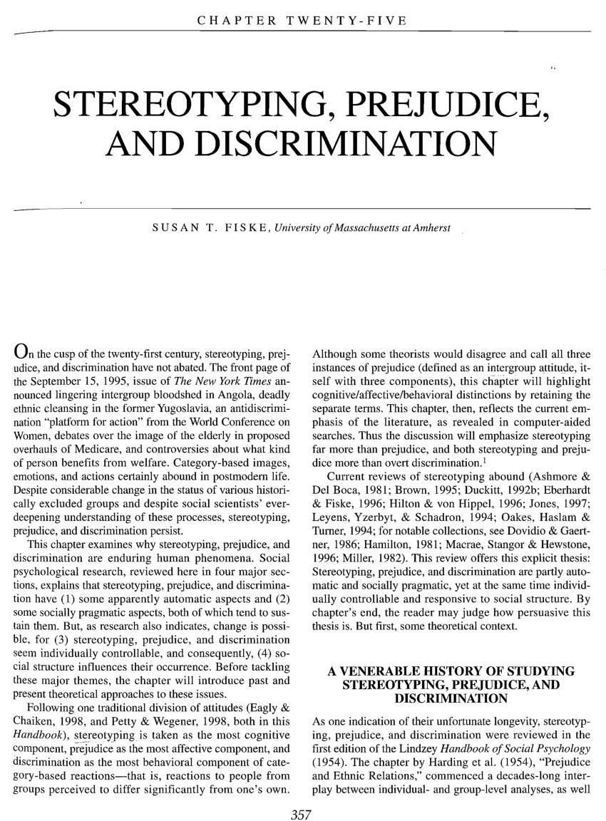 prejudice discrimination and stereotypes