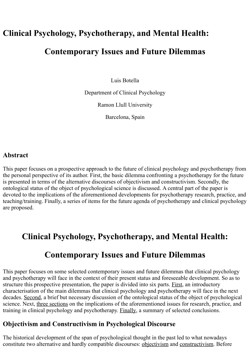 discuss the history and evolving nature of clinical psychology