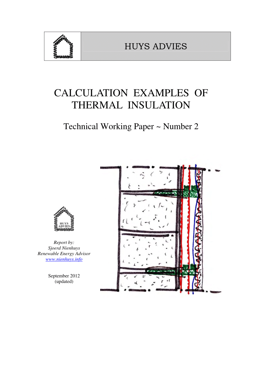 Pdf Calculation Examples Of Thermal Insulation Technical Working