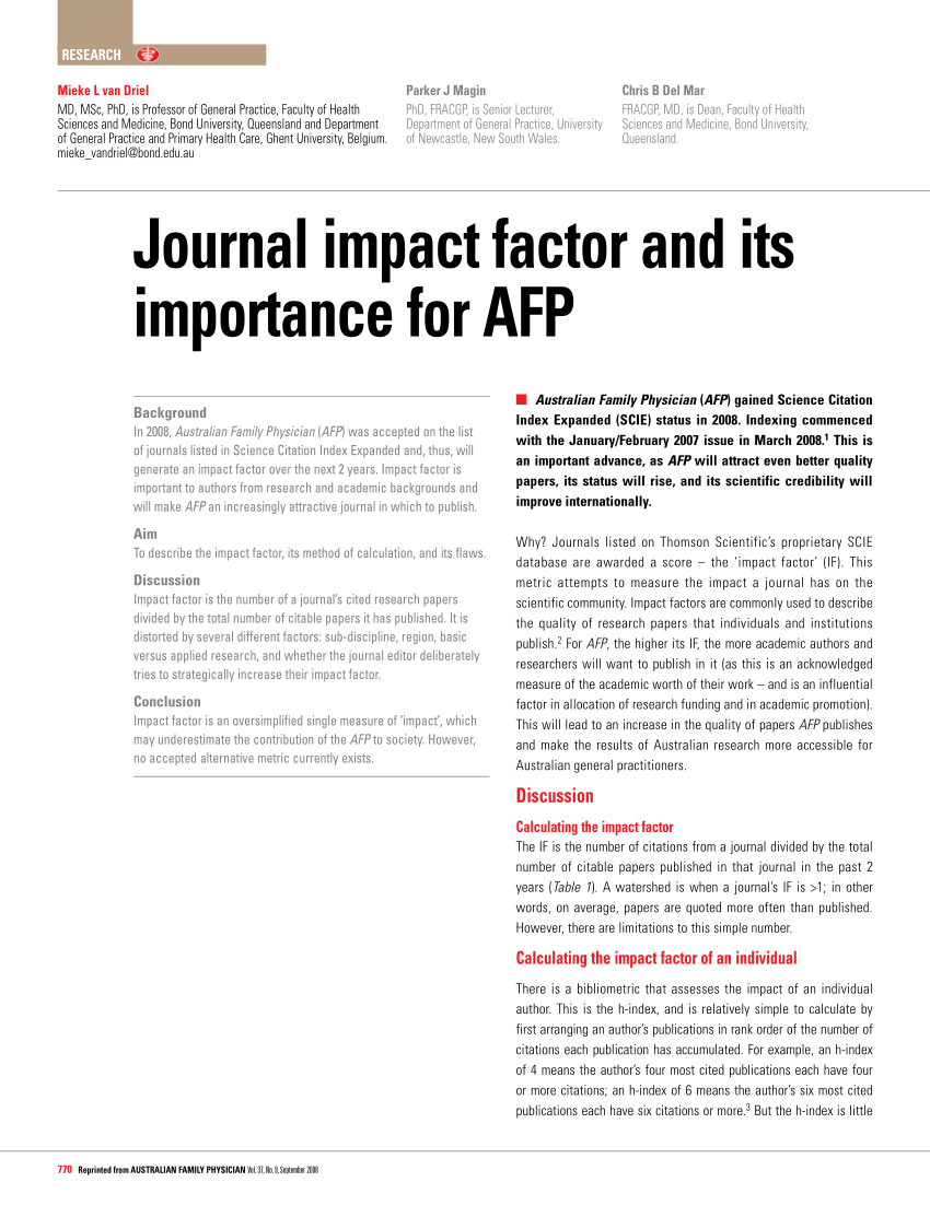 research paper published impact factor