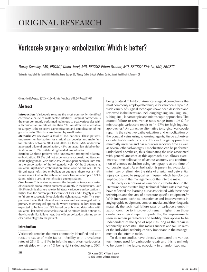 PDF) Varicocele surgery or embolization: Which is better?