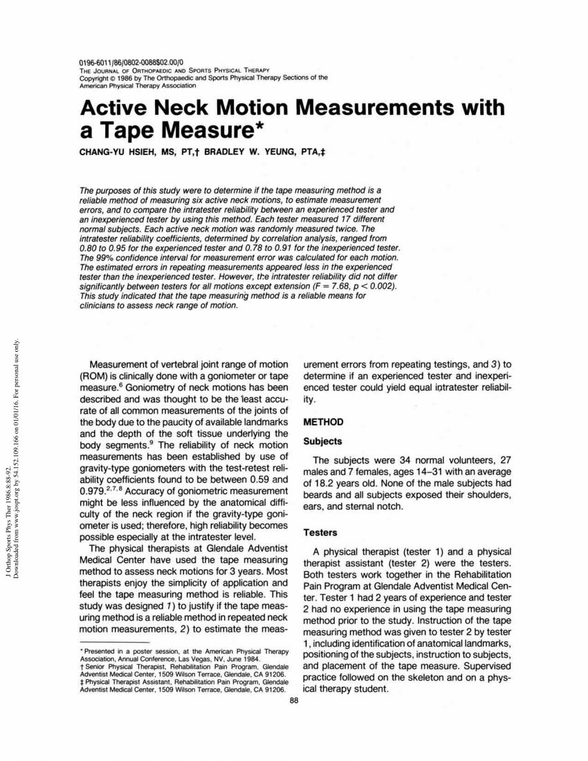 Neck & trunk rom measurement