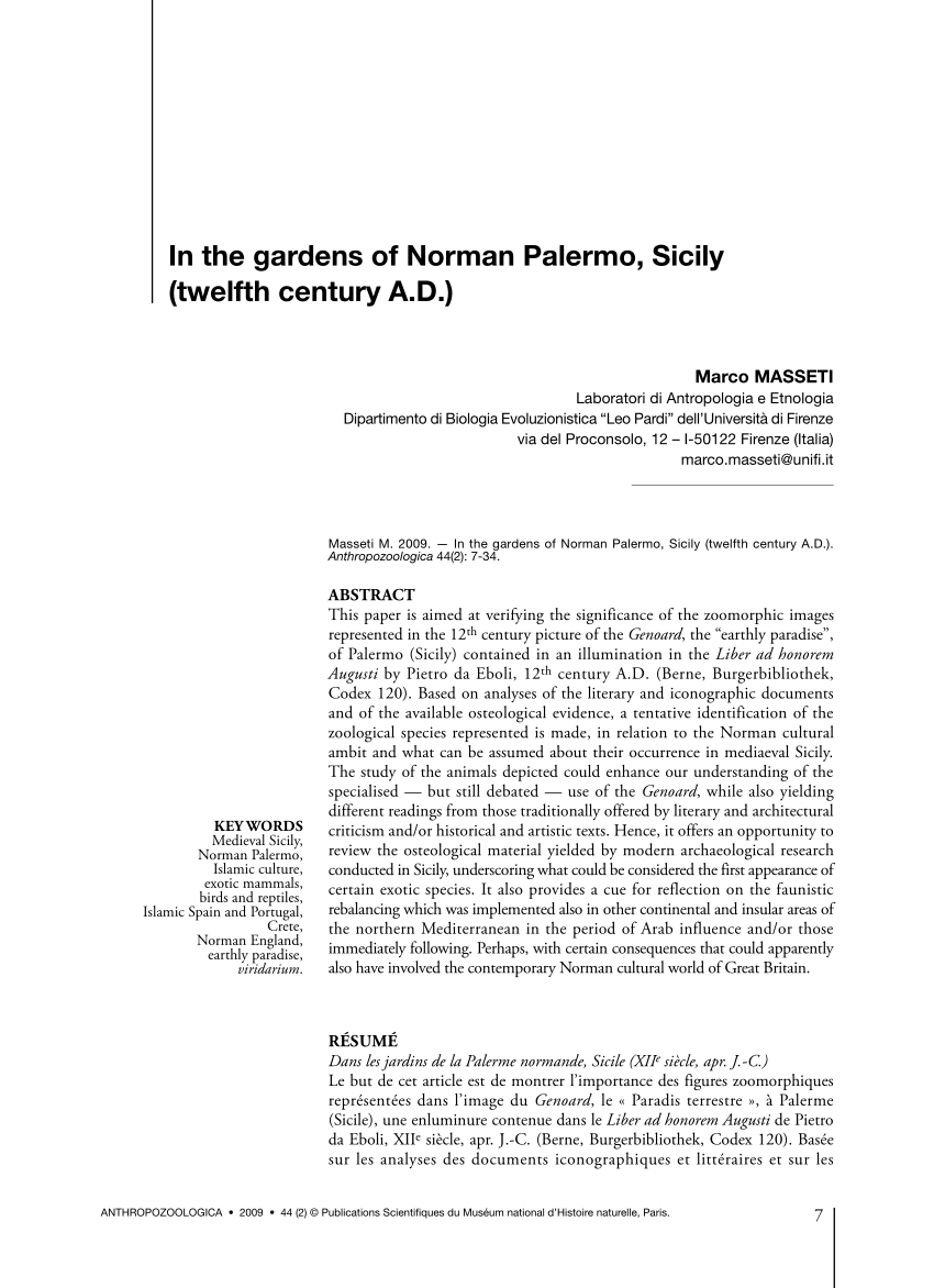 Pdf In The Gardens Of Norman Palermo Sicily Twelfth Century A D