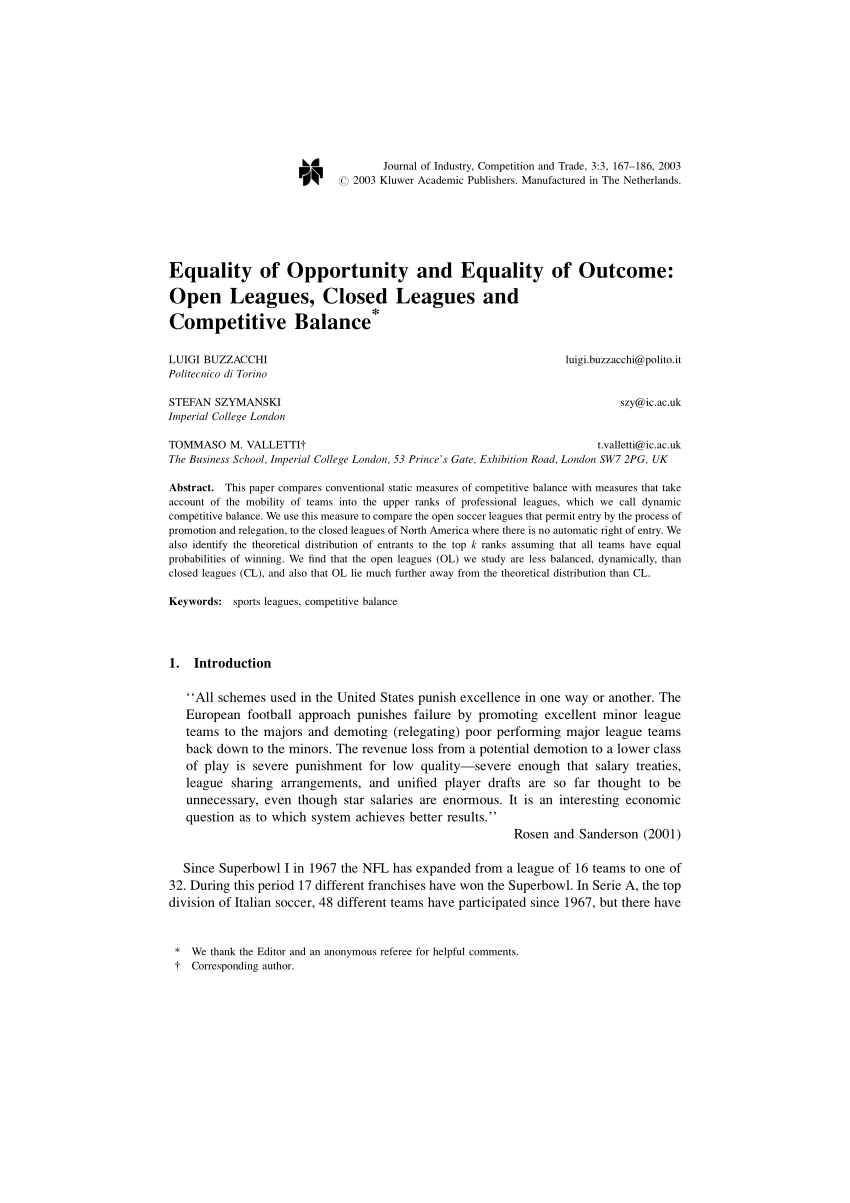 PDF Open and Closed Leagues