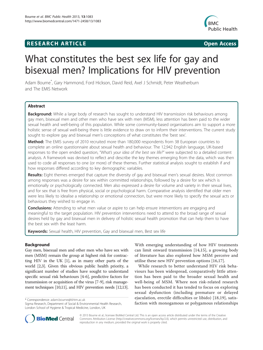 PDF) Problems with sex among gay and bisexual men with diagnosed HIV in the United Kingdom