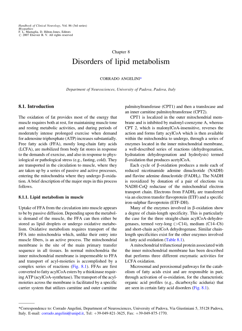 Pdf Disorders Of Lipid Metabolism