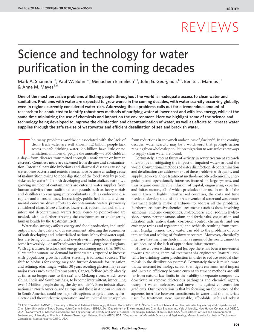 recent research paper on water purification