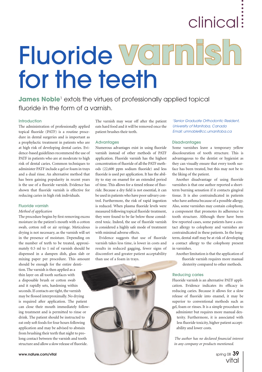 (PDF) Fluoride varnish for the teeth