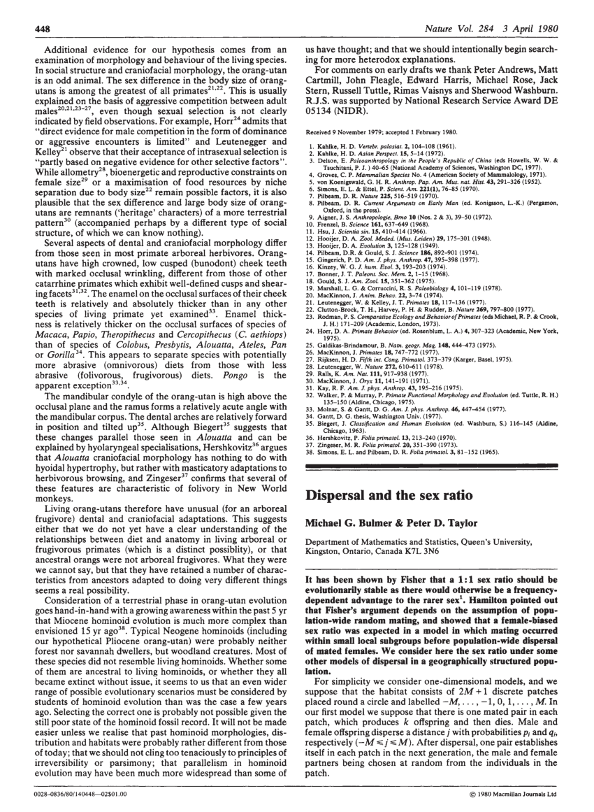 PDF) Dispersal and the sex ratio