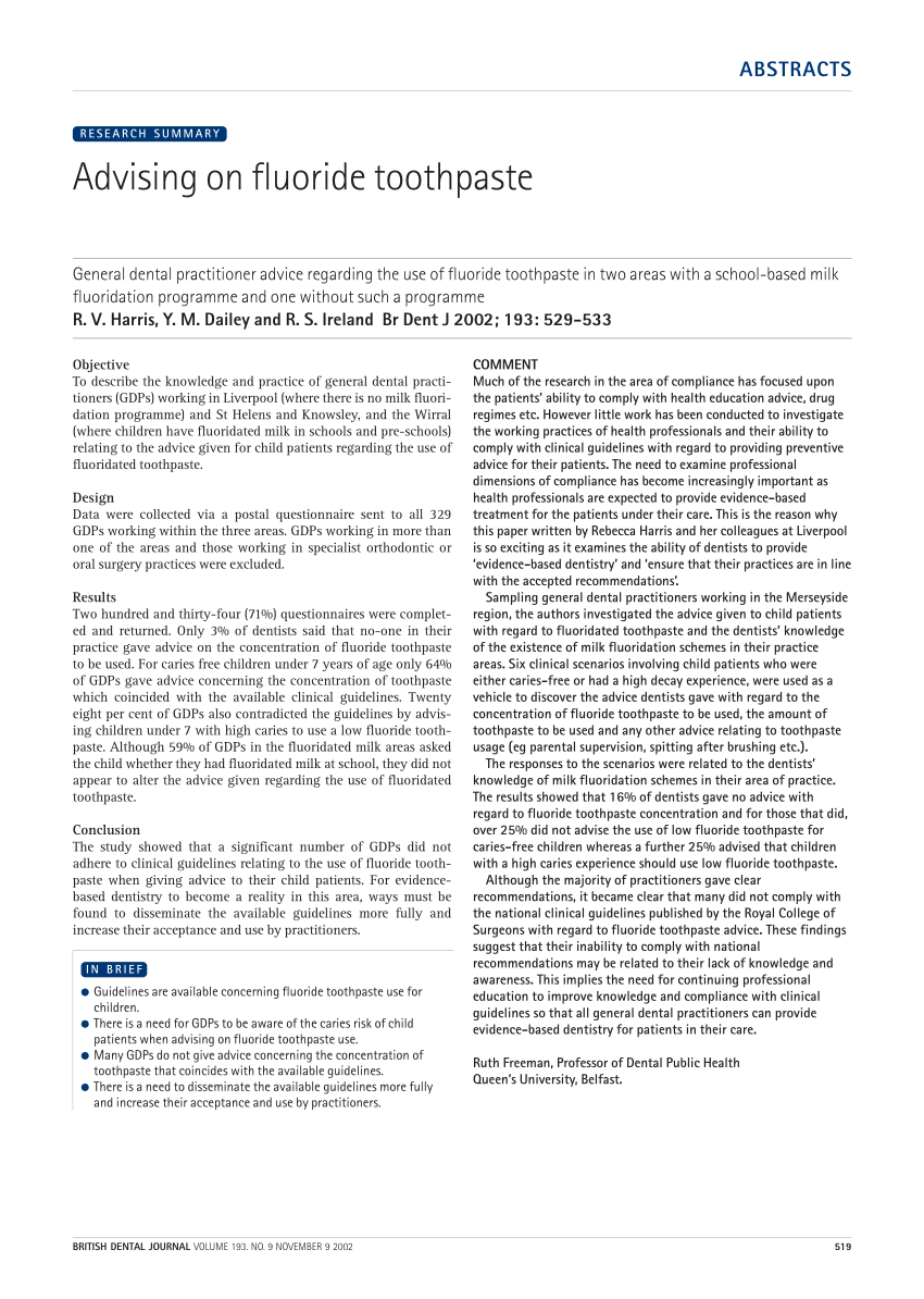 research on fluoride toothpaste