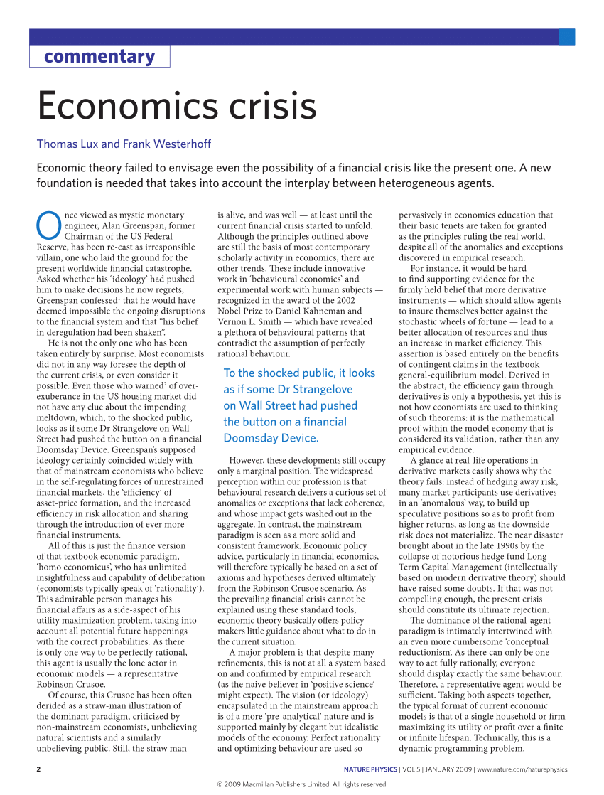 economic crisis literature review