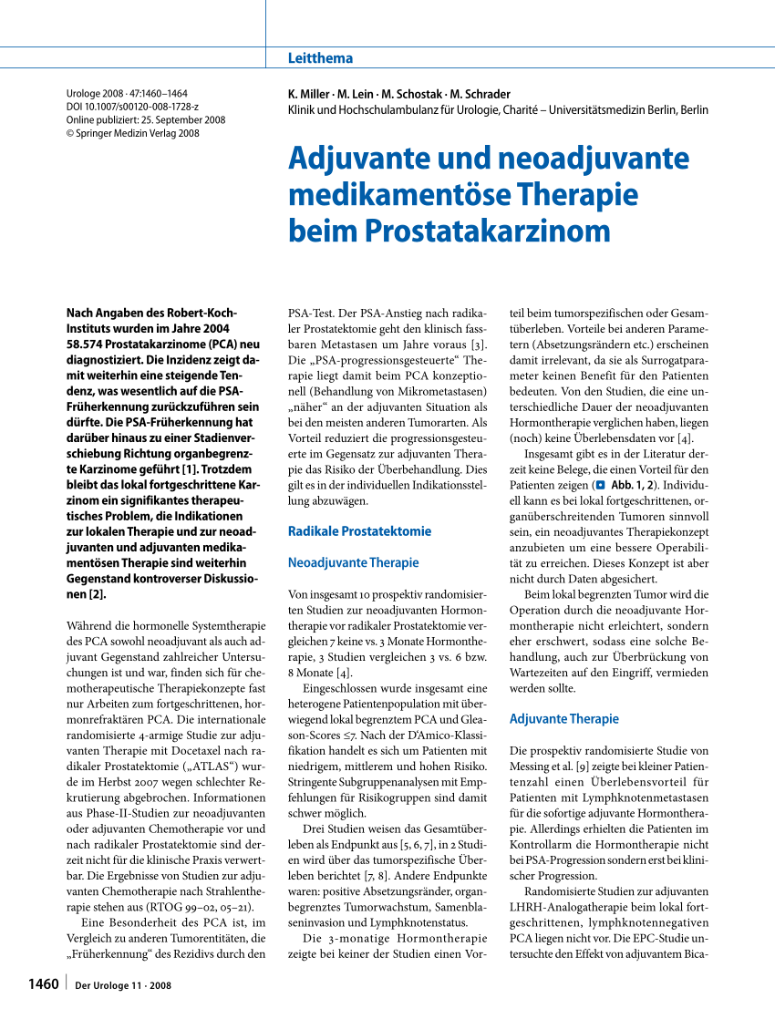 (PDF) [Adjuvant and neoadjuvant drug therapy for prostate