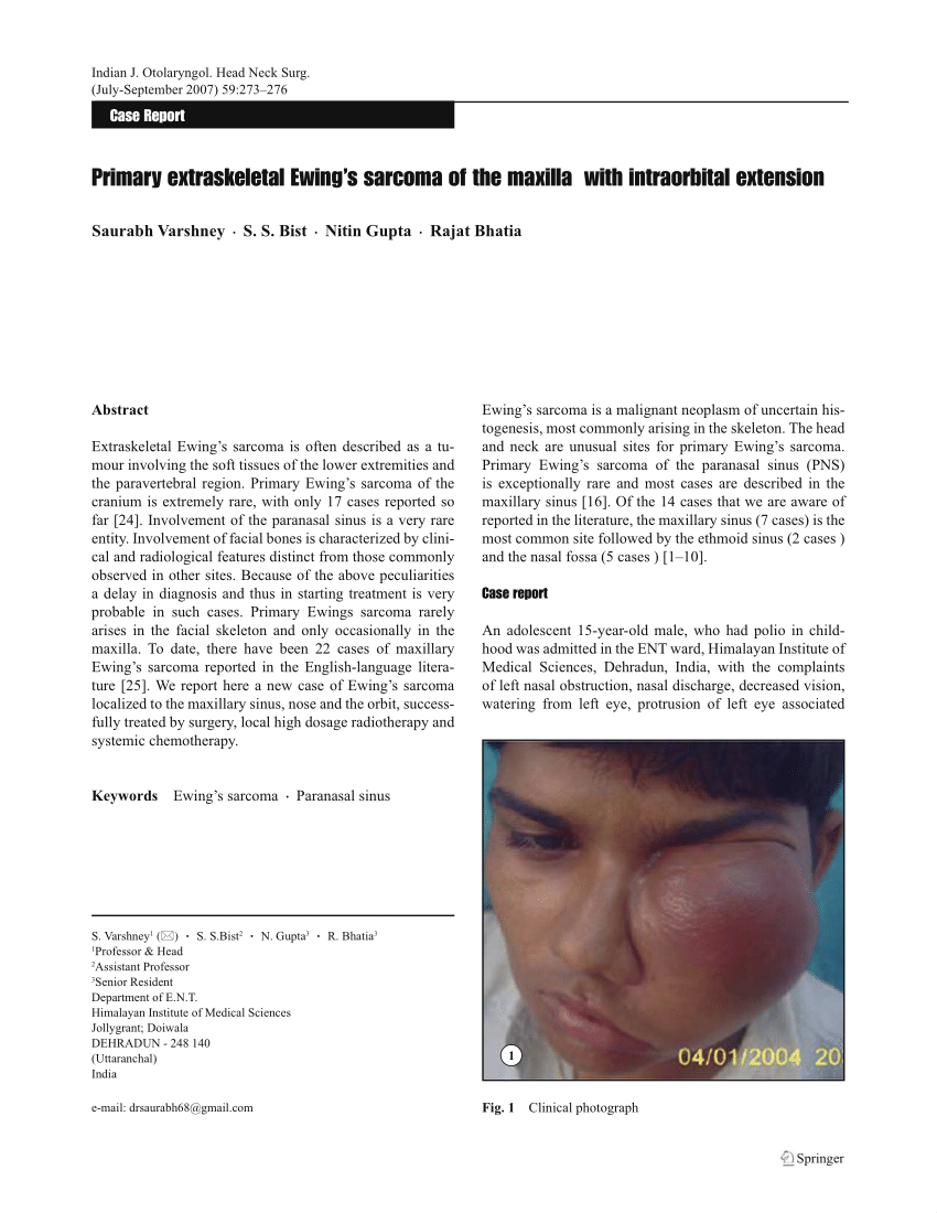 (PDF) Primary extraskeletal Ewing’s sarcoma of the maxilla with ...