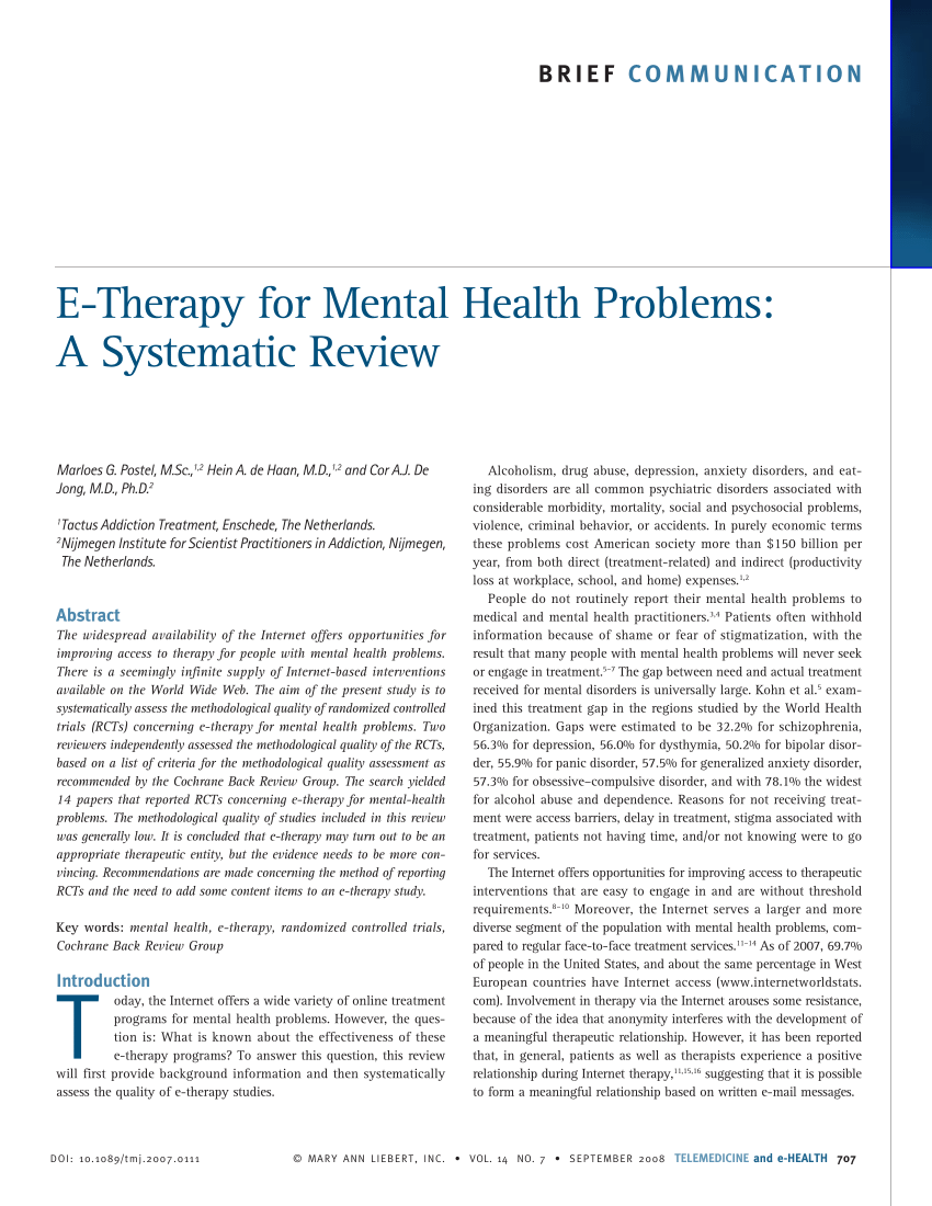 literature review of mental health problems