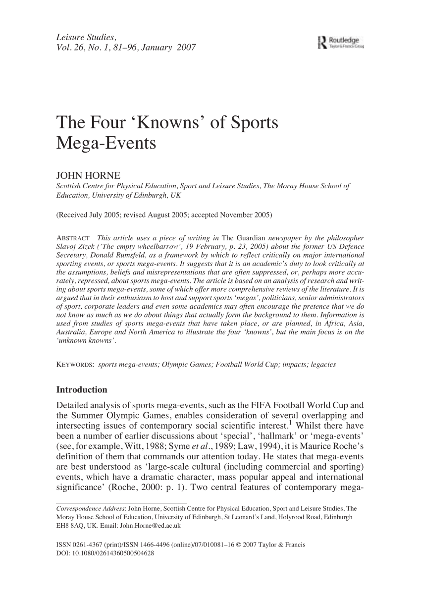 essay about sporting events