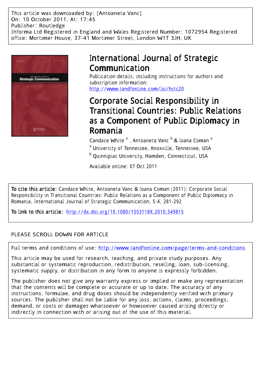 Pdf Corporate Social Responsibility In Transitional Countries
