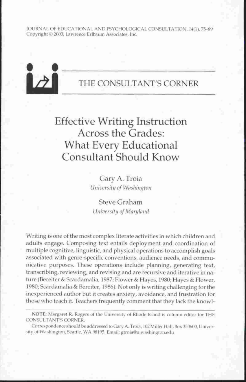 what is effective writing instruction