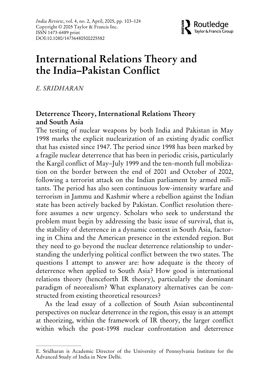 pakistan india relationship research paper
