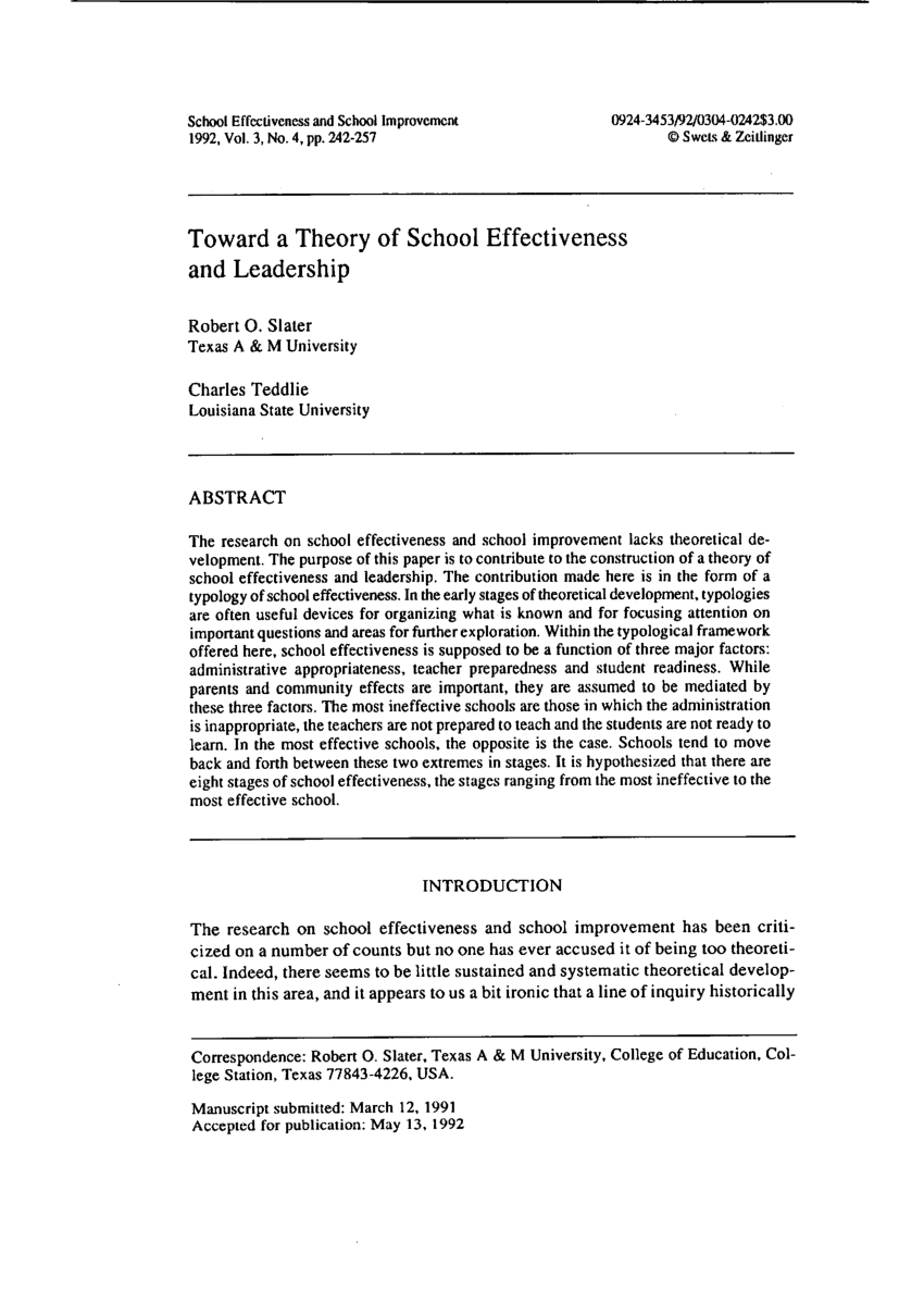 school effectiveness dissertation