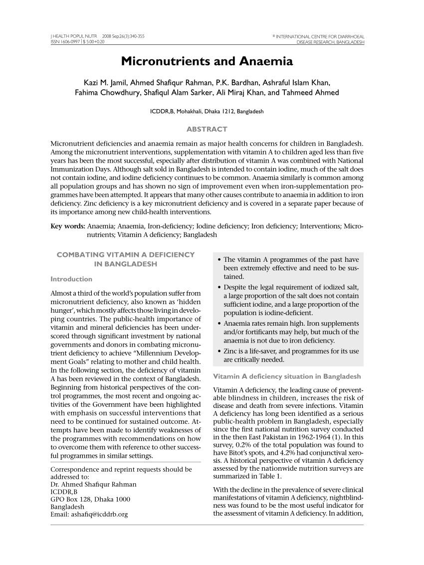 Pdf Micronutrients And Anaemia