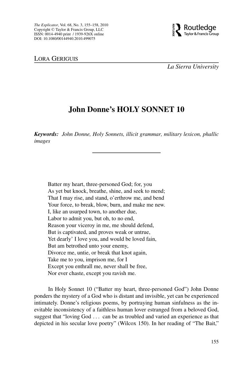 john donne sonnet 14