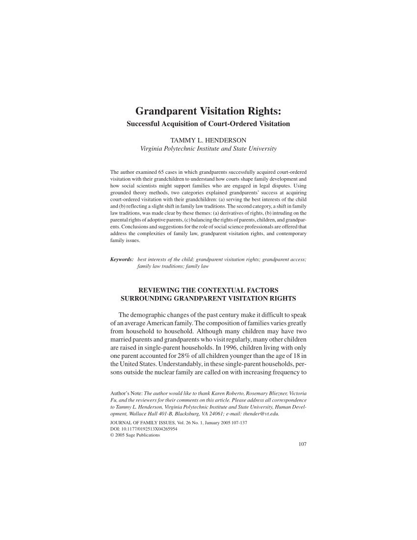 (PDF) Grandparent Visitation Rights: Successful Acquisition of Court